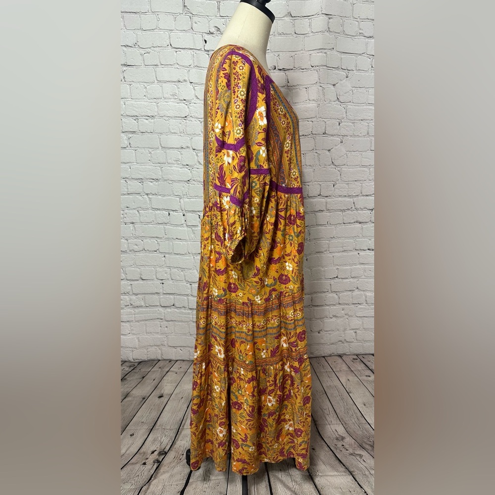 Entro Floral Lace Trim Midi Dress bold & Multi- Colored Size L Large - Picture 3 of 8